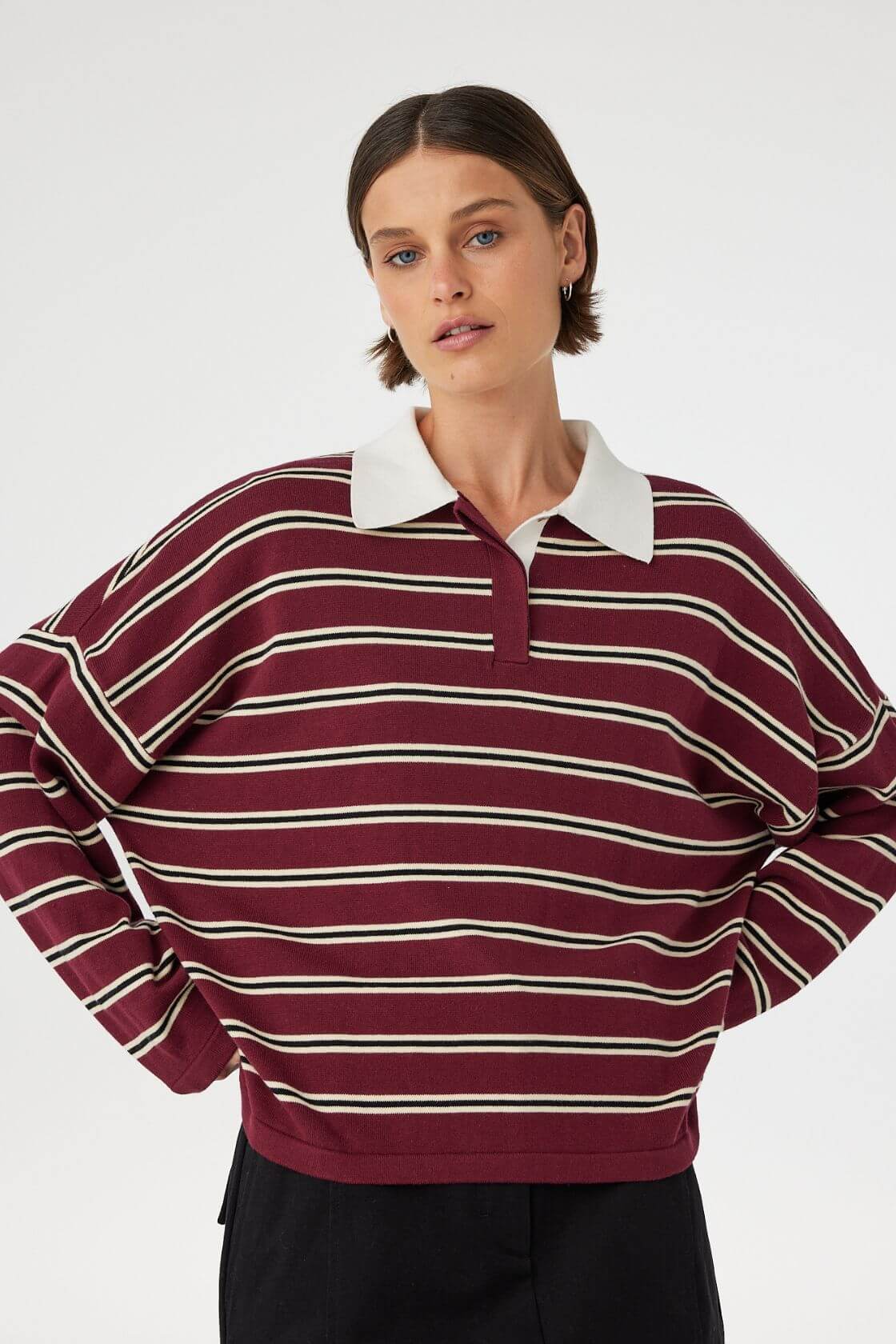 Rayne Knit Jersey - Merlot Stripe
