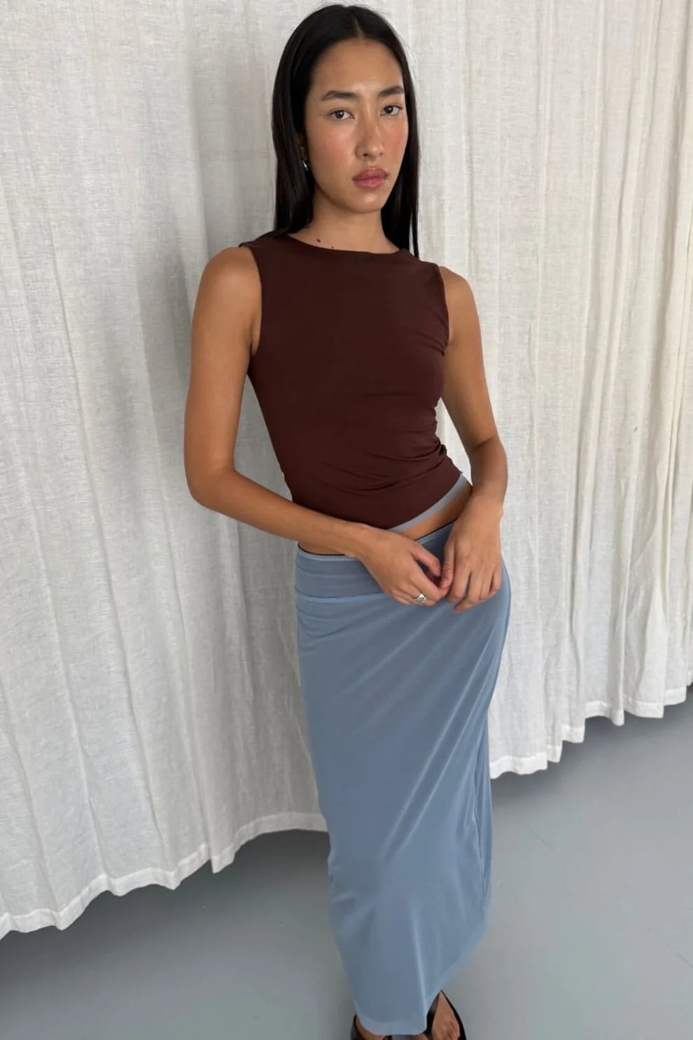 Eden Reversible Skirt - Pale Blue & Espresso