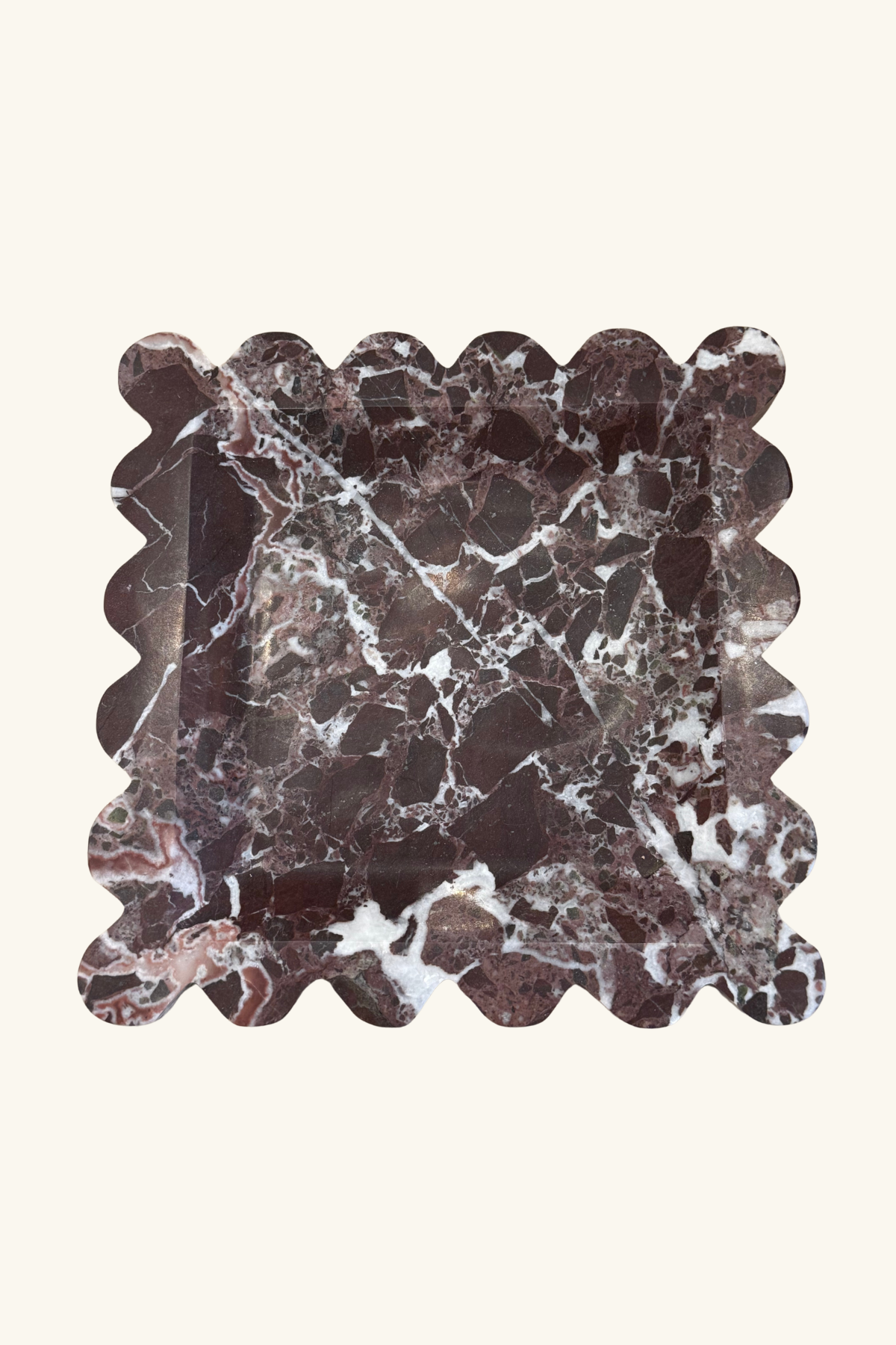 Scallop Marble Display Plate - Rosso Levanto