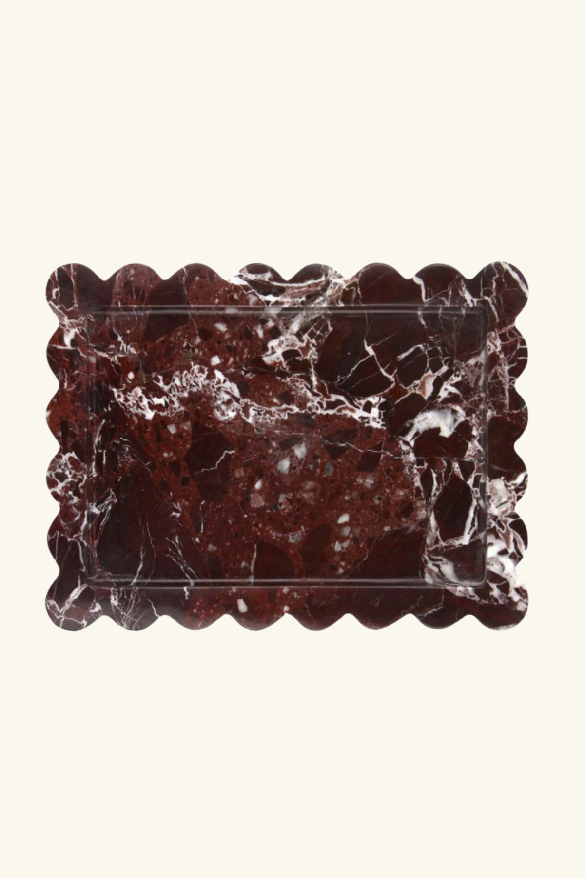 Scallop Marble Tray - Rosso Levanto