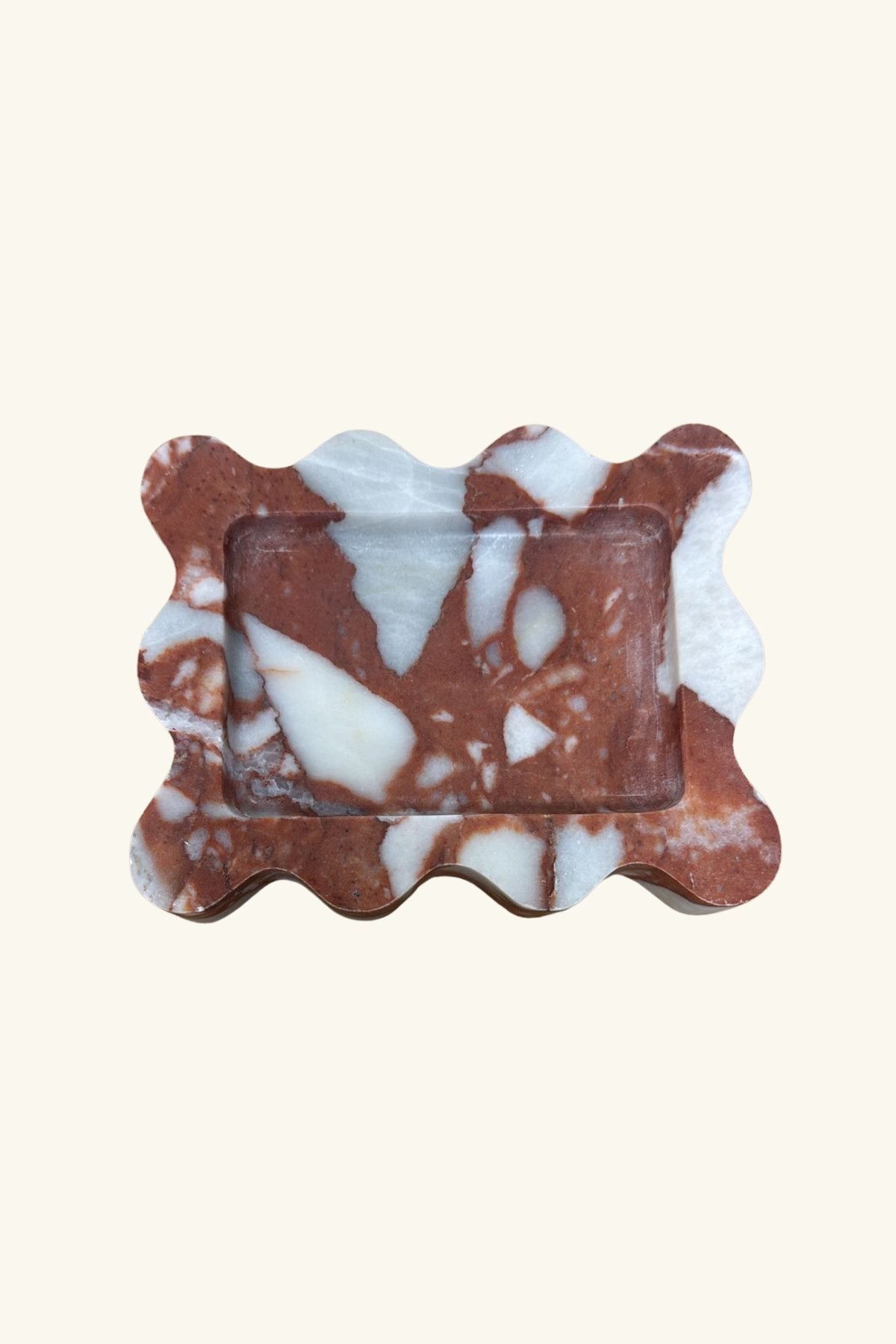 Mini Scallop Marble Tray - Calacatta Red