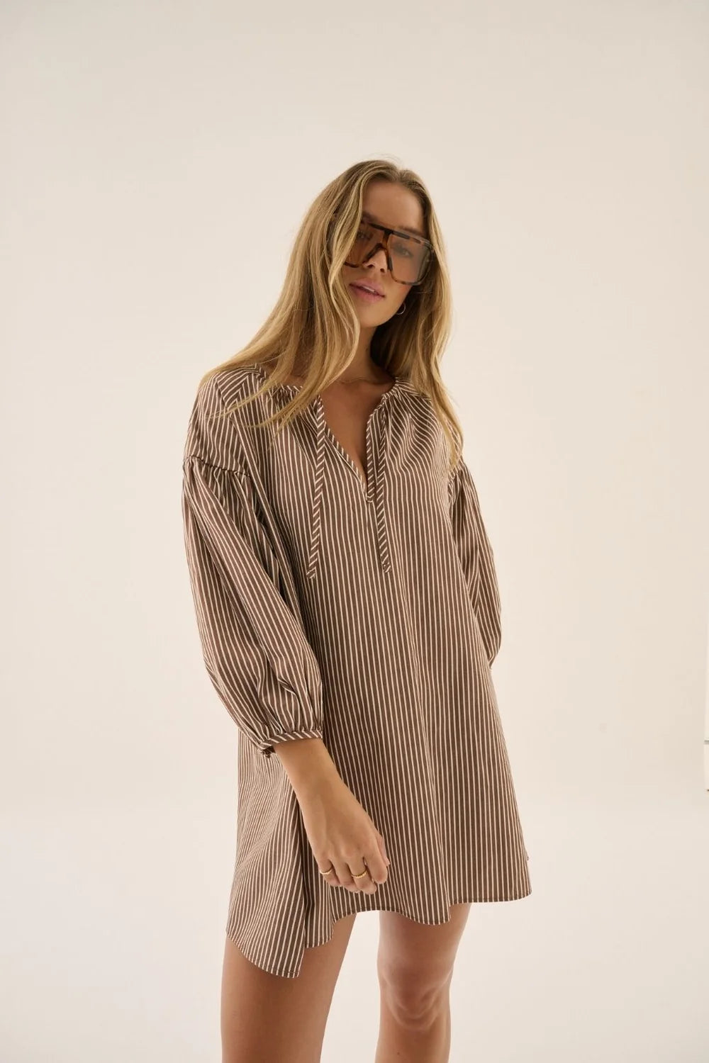 AJ Stripe Dress - Chocolate