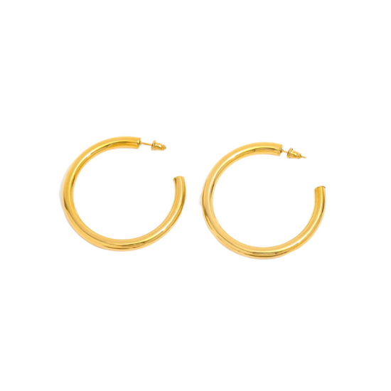 Zara 18k Gold Plated Chunky Hoop Earrings Large