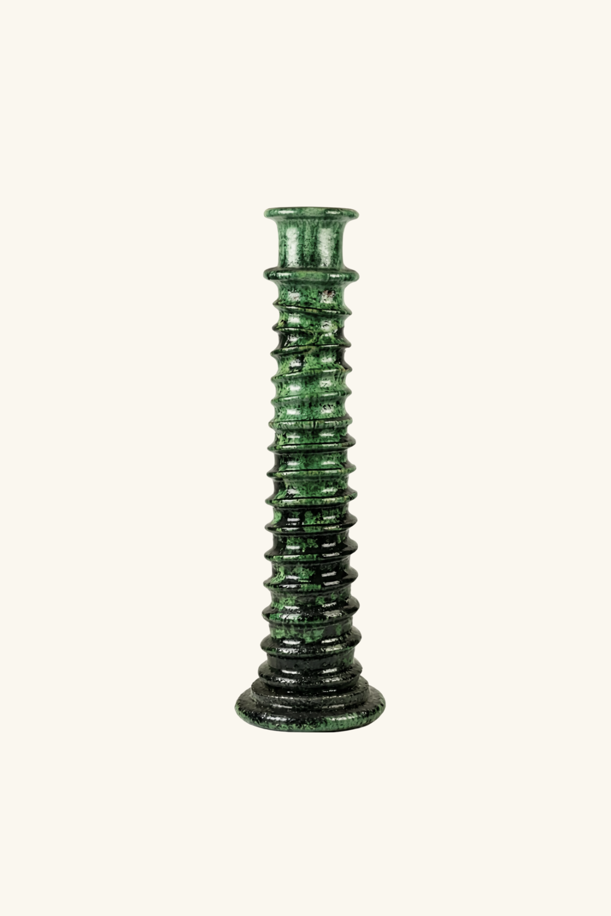 Tamegroute Twisted Candle Holders - Green Glaze