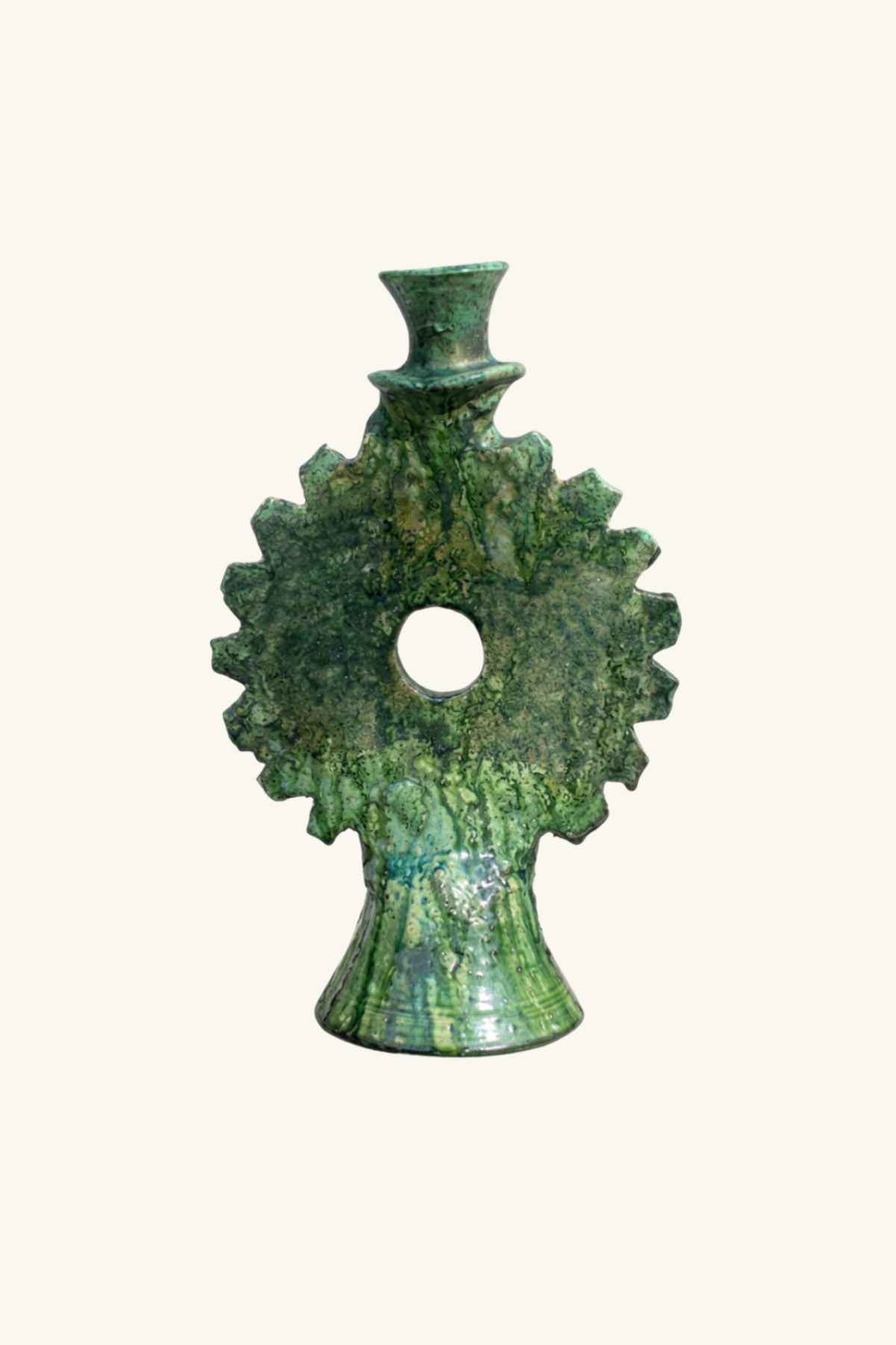 Tamegroute Round Candle Holder - Green