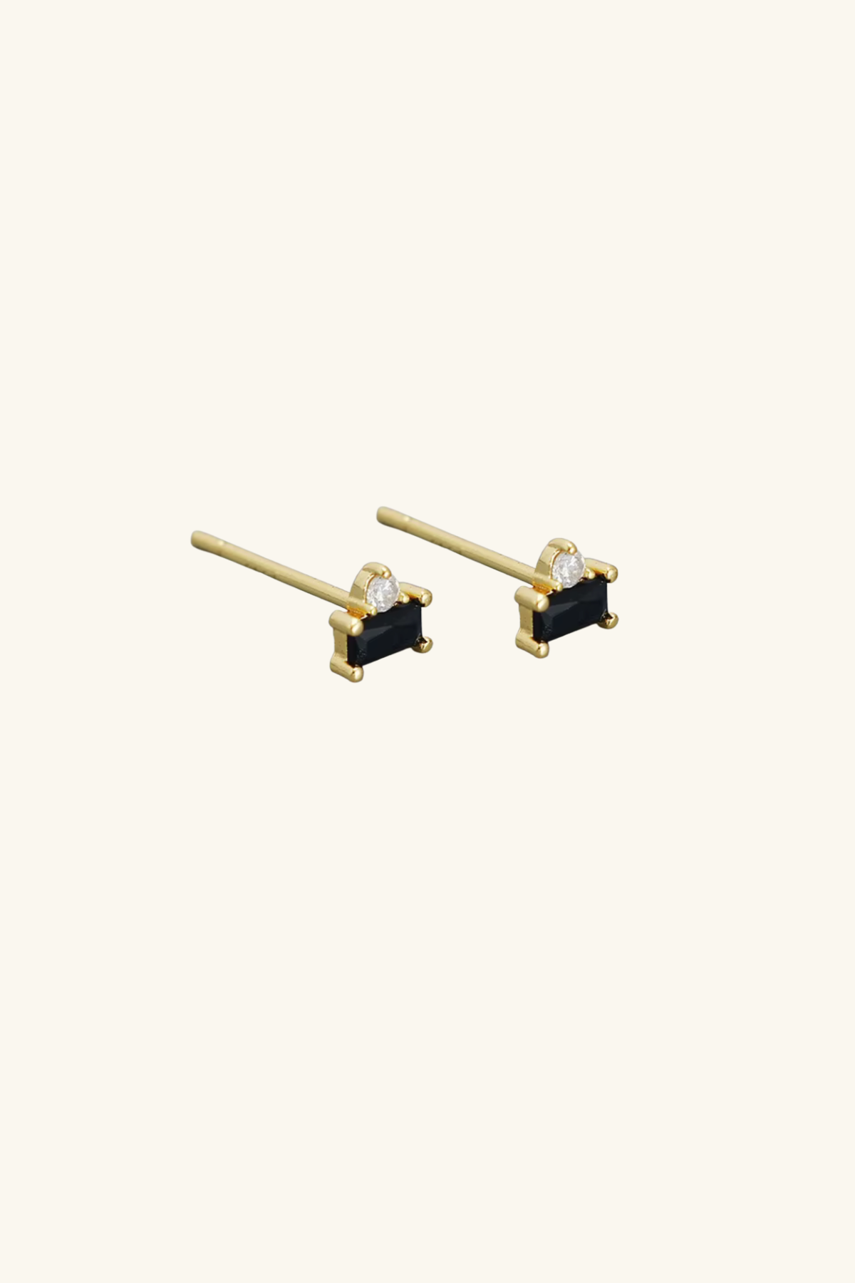 Celine 18k Gold Plated Stud Earrings - Onyx