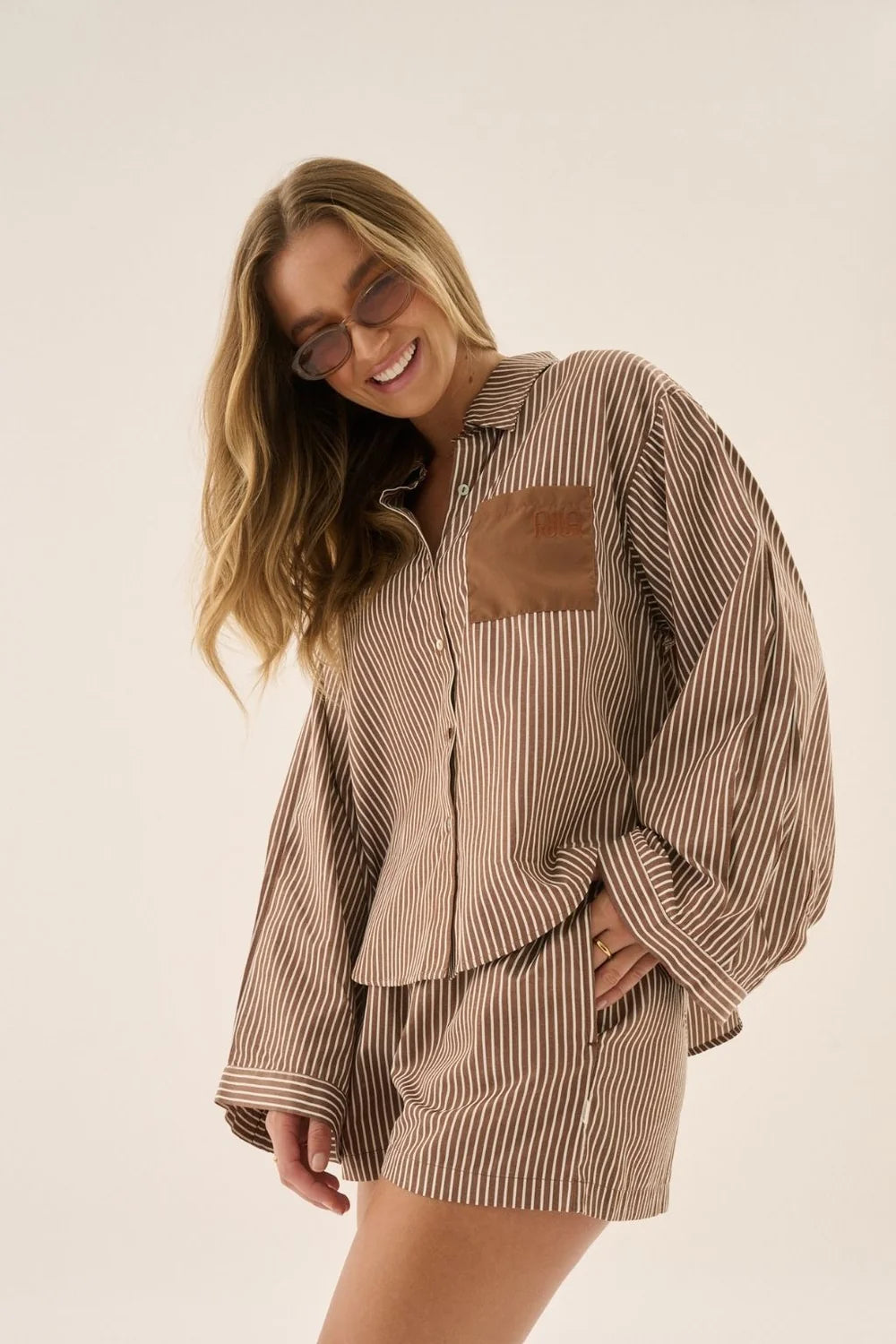 AJ Stripe Shirt - Choc Stripe