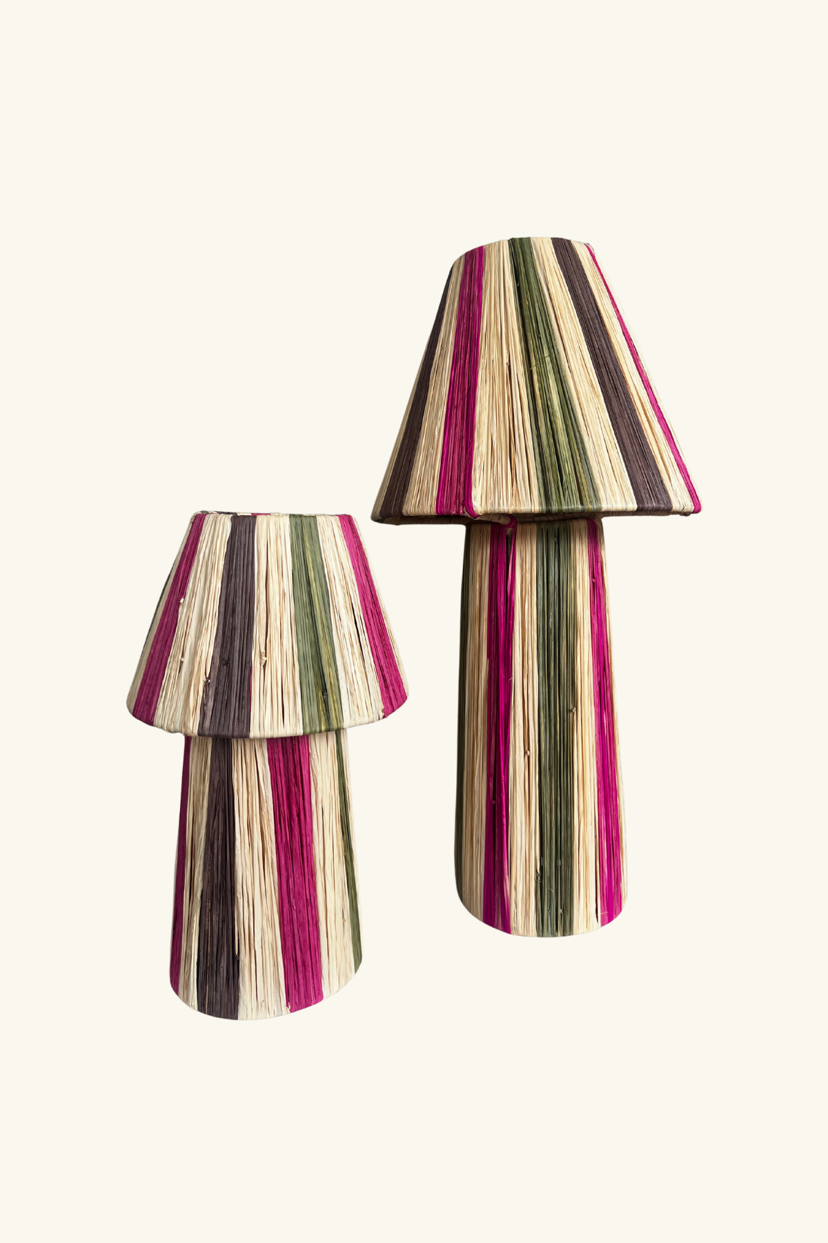 Raffia Lamp, Series 2 - Pink, Green, Brown Stripe