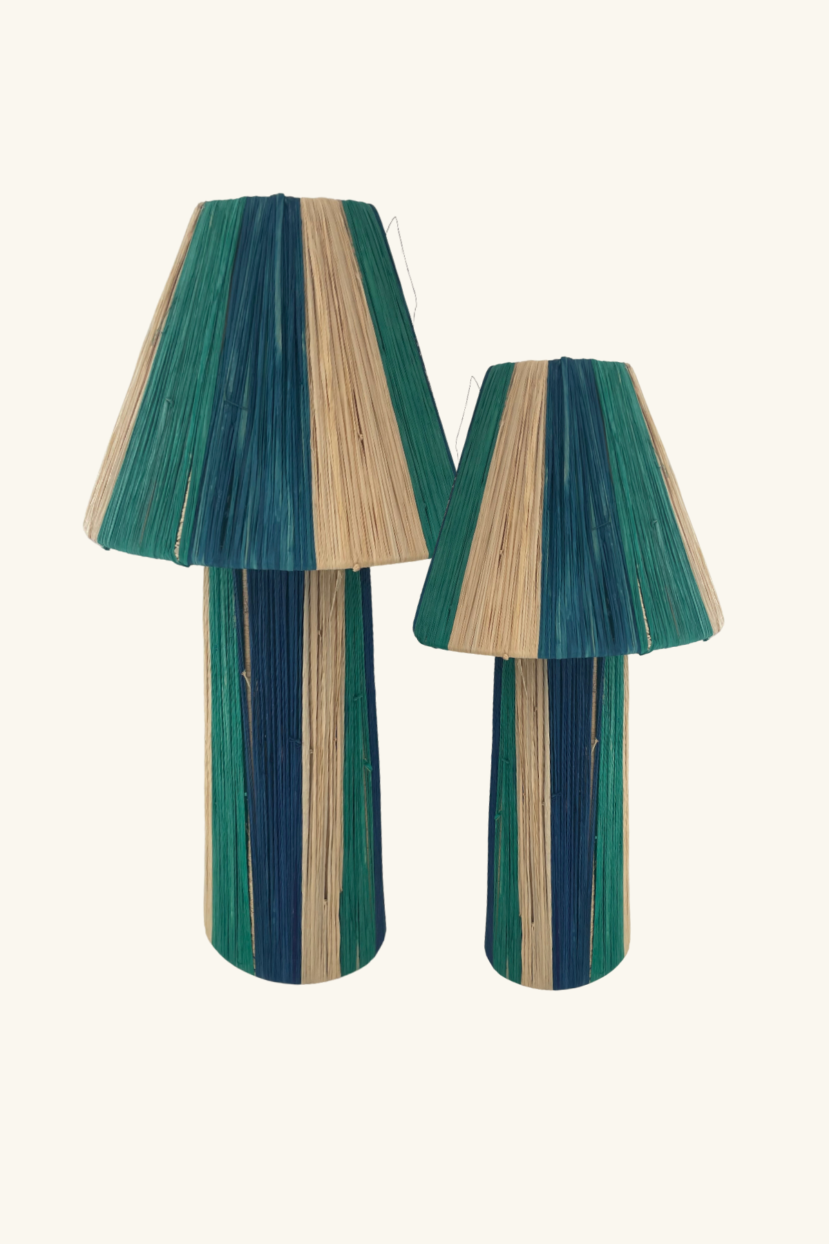 Raffia Lamp, Series 2 - Blue, Green, & Natural
