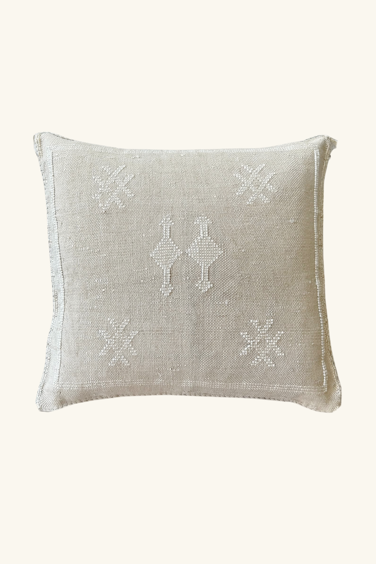 Artisan Made Moroccan Cactus Silk Cushion Cover 45 x 45 Square - Pale Grey