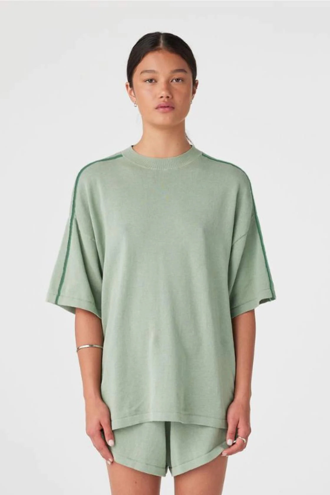 Pippa Linen Organic Cotton Oversized Tee Eucalyptus & Sea Green