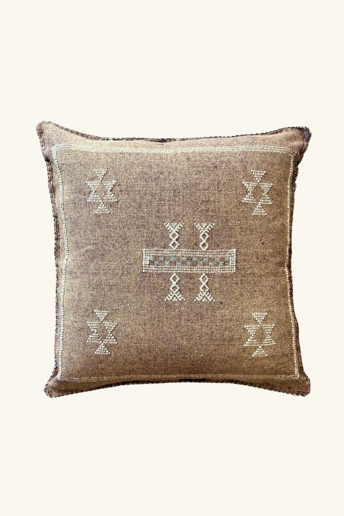 Artisan Made Moroccan Cactus Silk Cushion Cover 45 x 45 Square - Brown