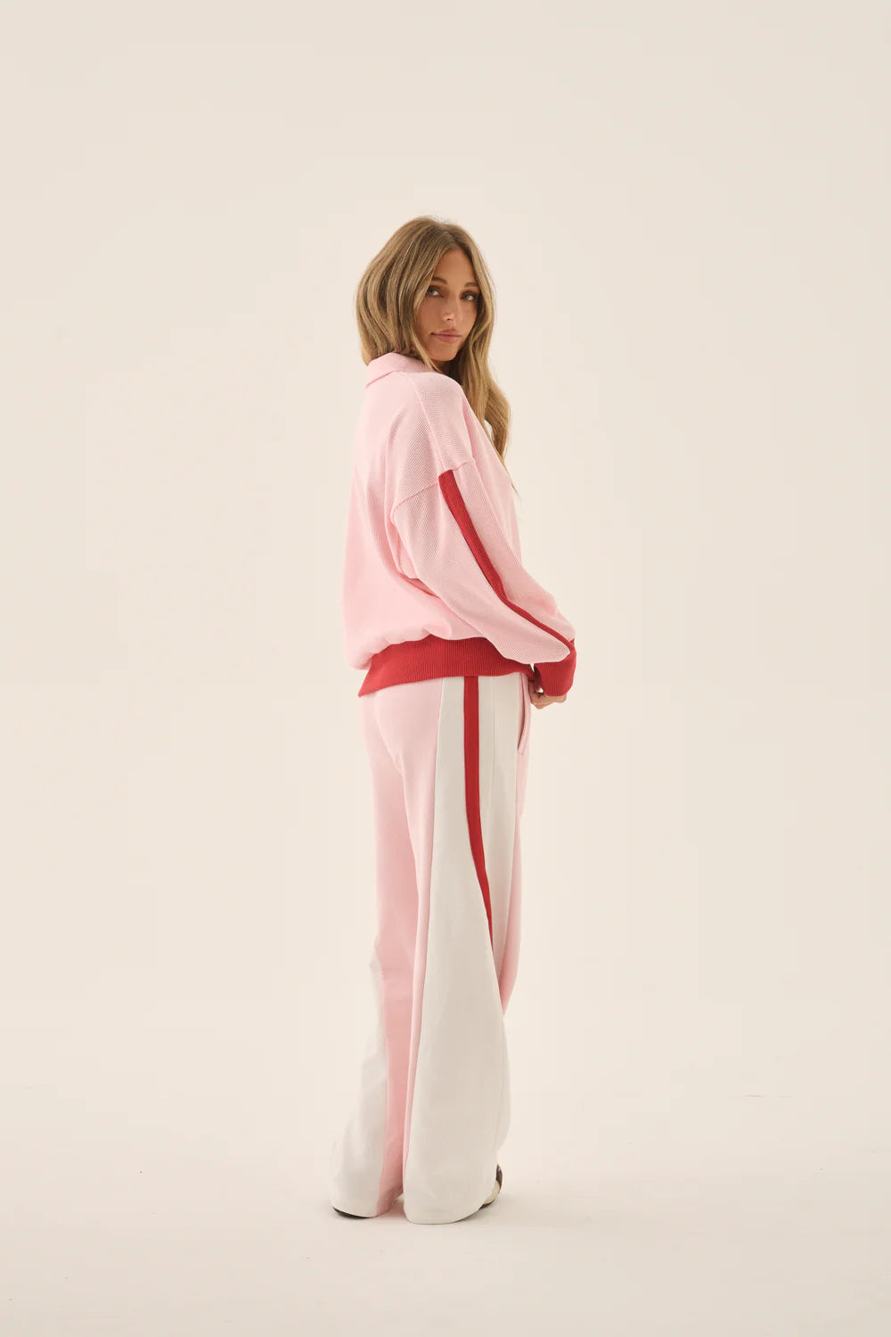 Waffle Splice Sweatshirt Ballet Pink