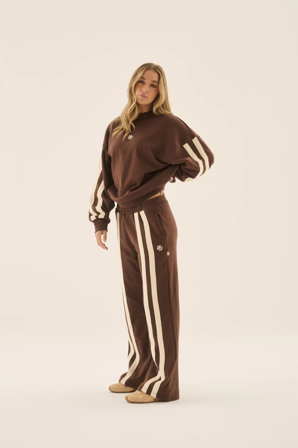 AJ Stripe Track Pant Chicory Coffee