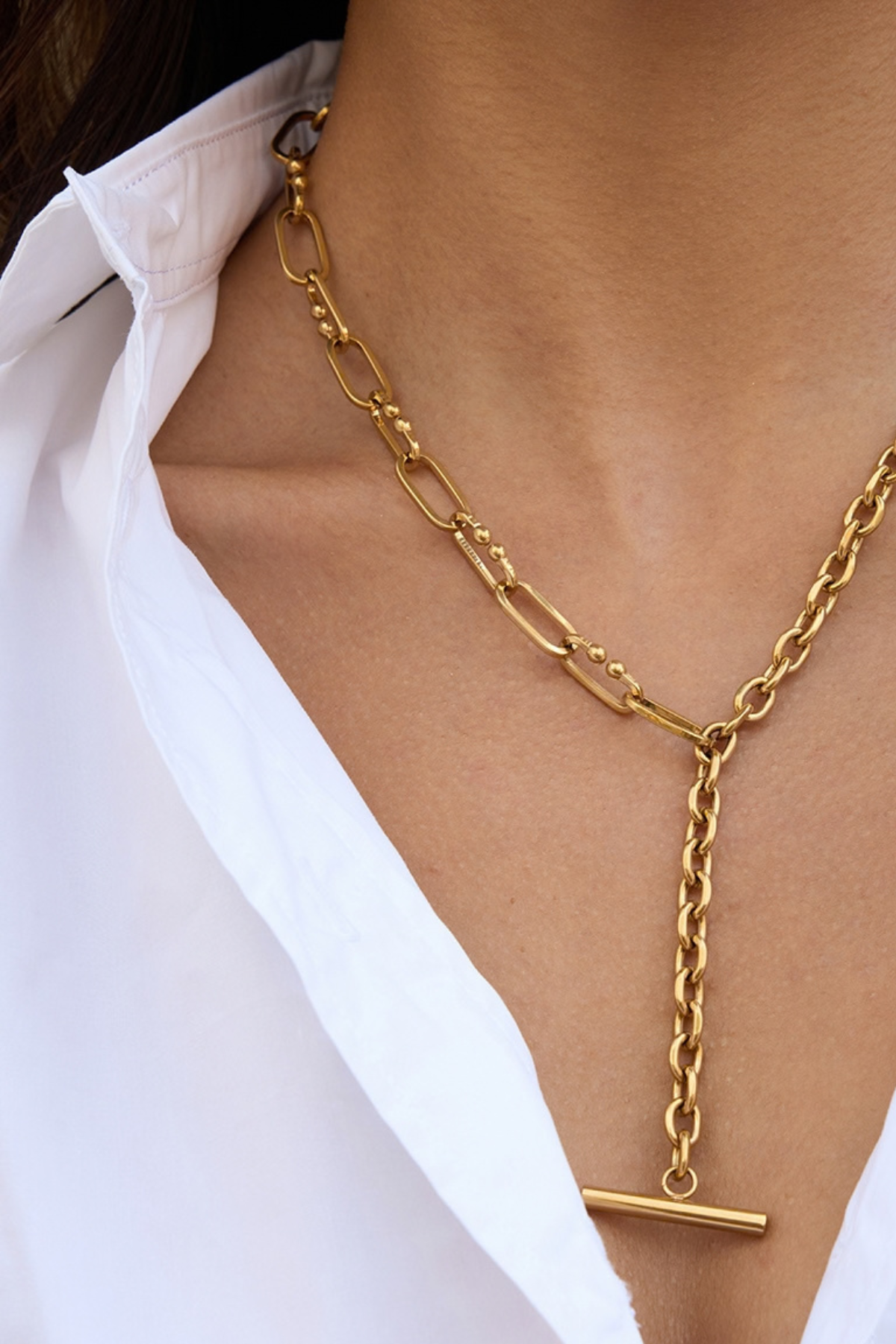 Theo 18k Gold Plated T Bar Chunky Necklace