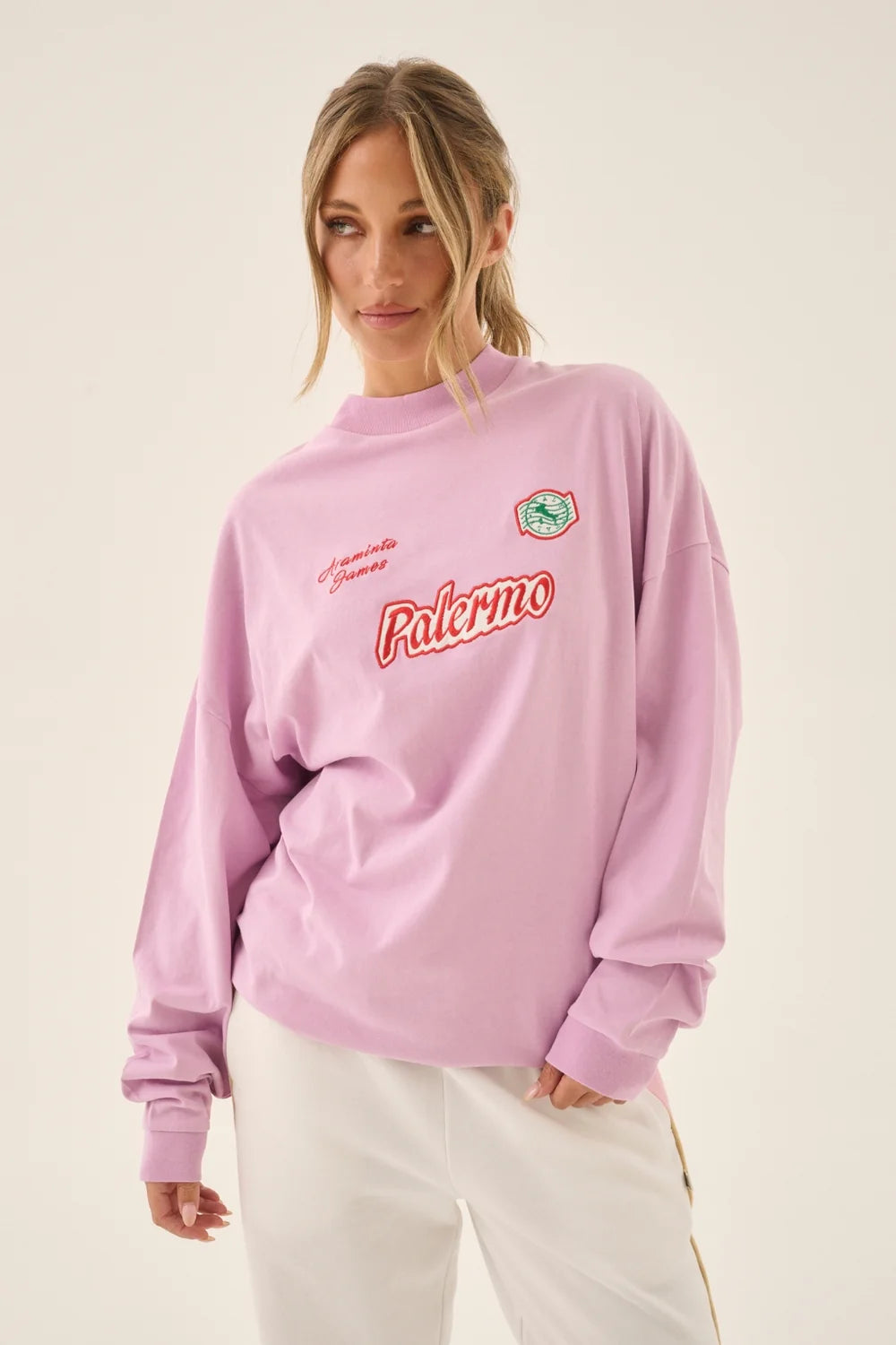 Palermo Oversized Long Sleeve Tee - Pink Lavender