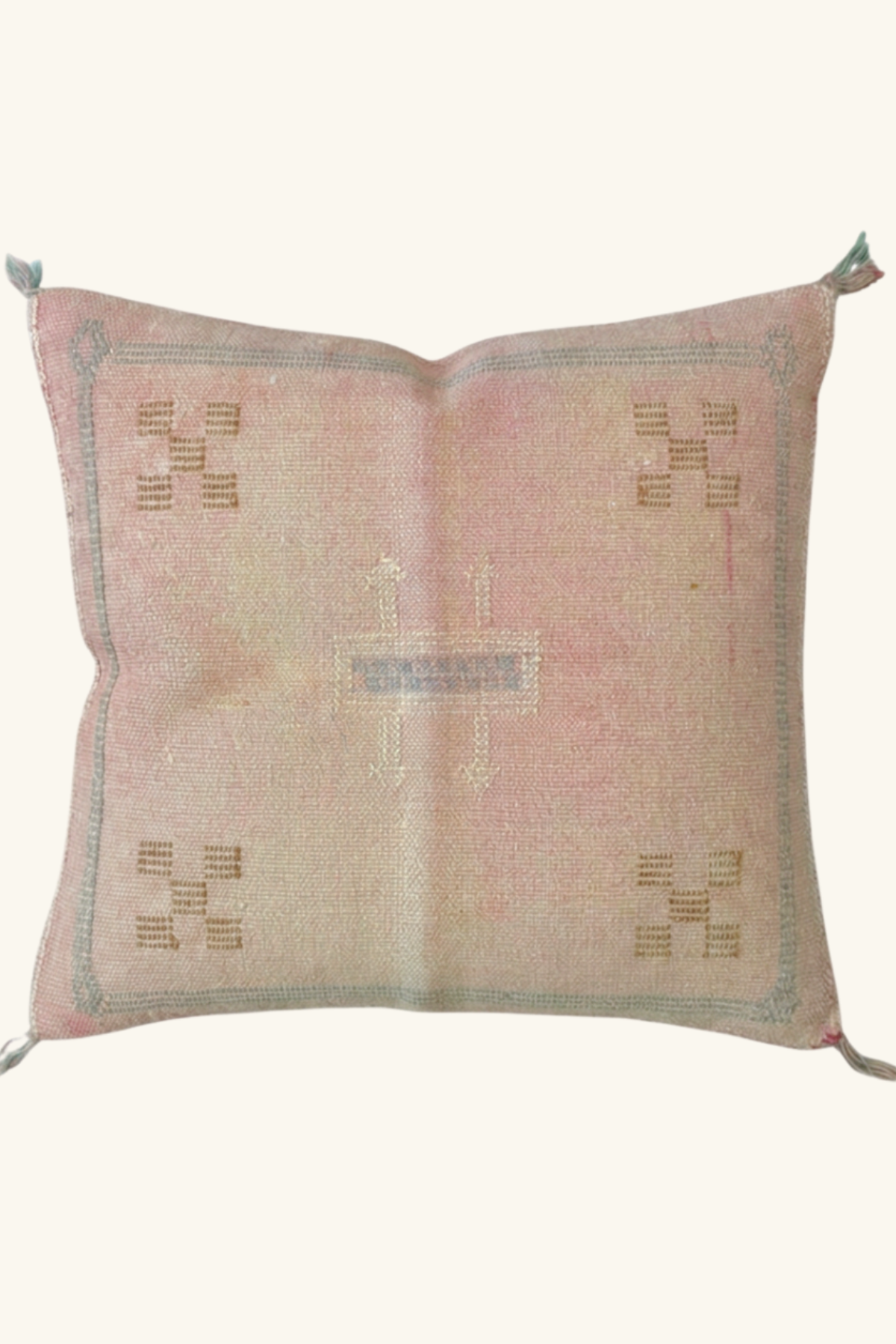 Moroccan Cactus Silk Cushion Cover 45 x 45 Square - Pale Pink