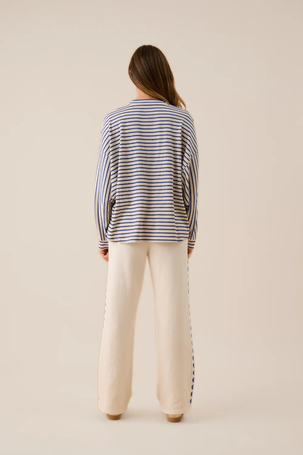 AMJ Waffle Long Sleeve Top Dark Navy