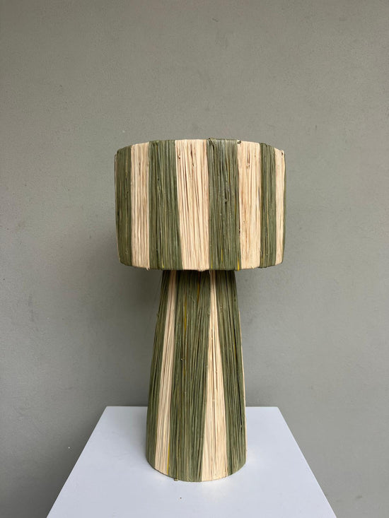 Load image into Gallery viewer, Raffia Lamp, Series 1 - Olive Stripe
