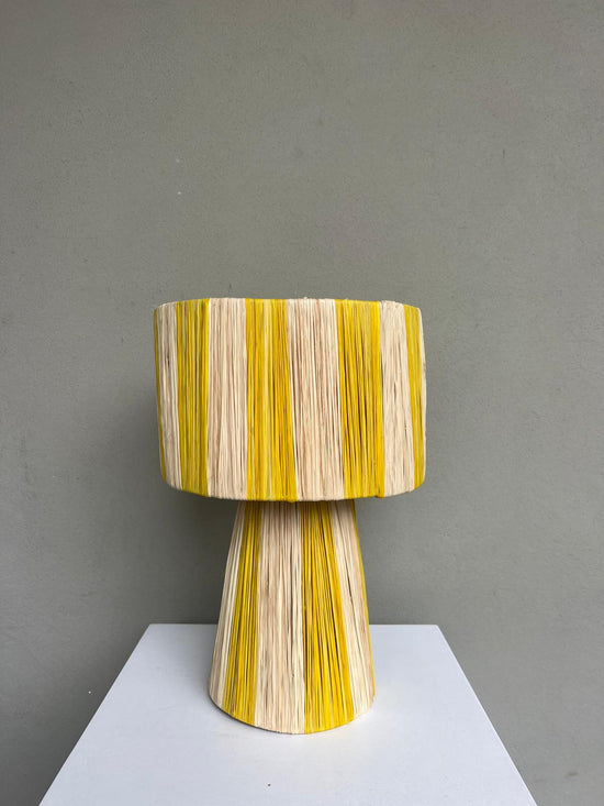 Load image into Gallery viewer, Raffia Lamp, Series 1 - Yellow Stripe
