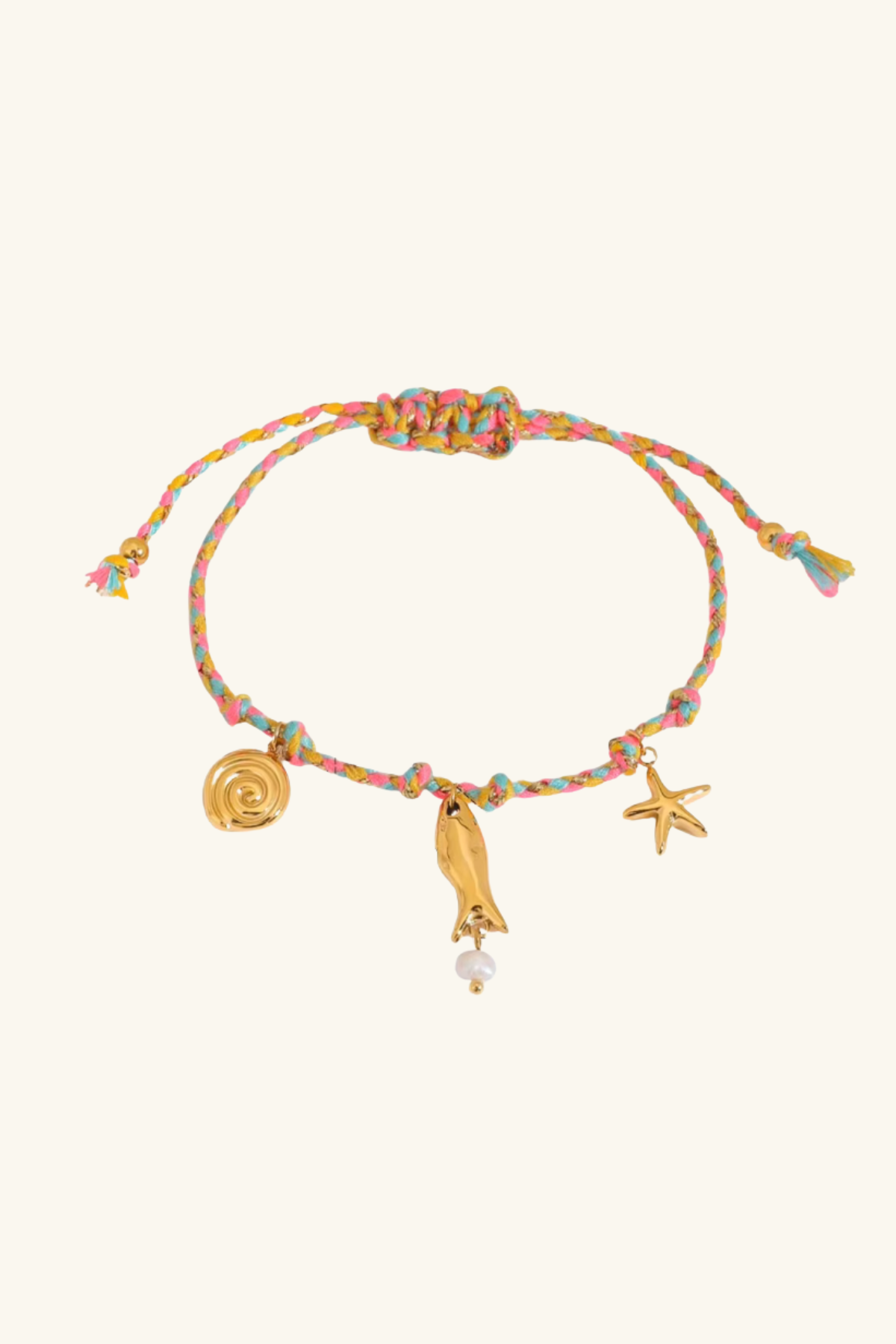 Odina Cord and 18k Gold Plated Charm Bracelet