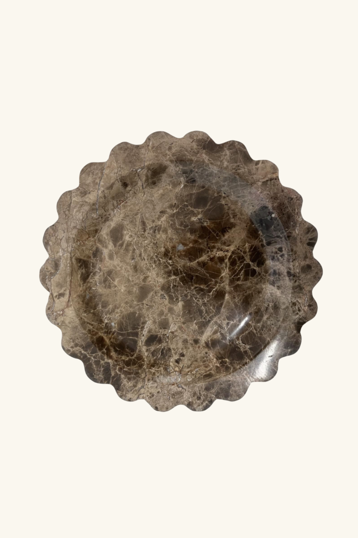 Scallop Marble Display Plate, Large - Emperador Dark Brown