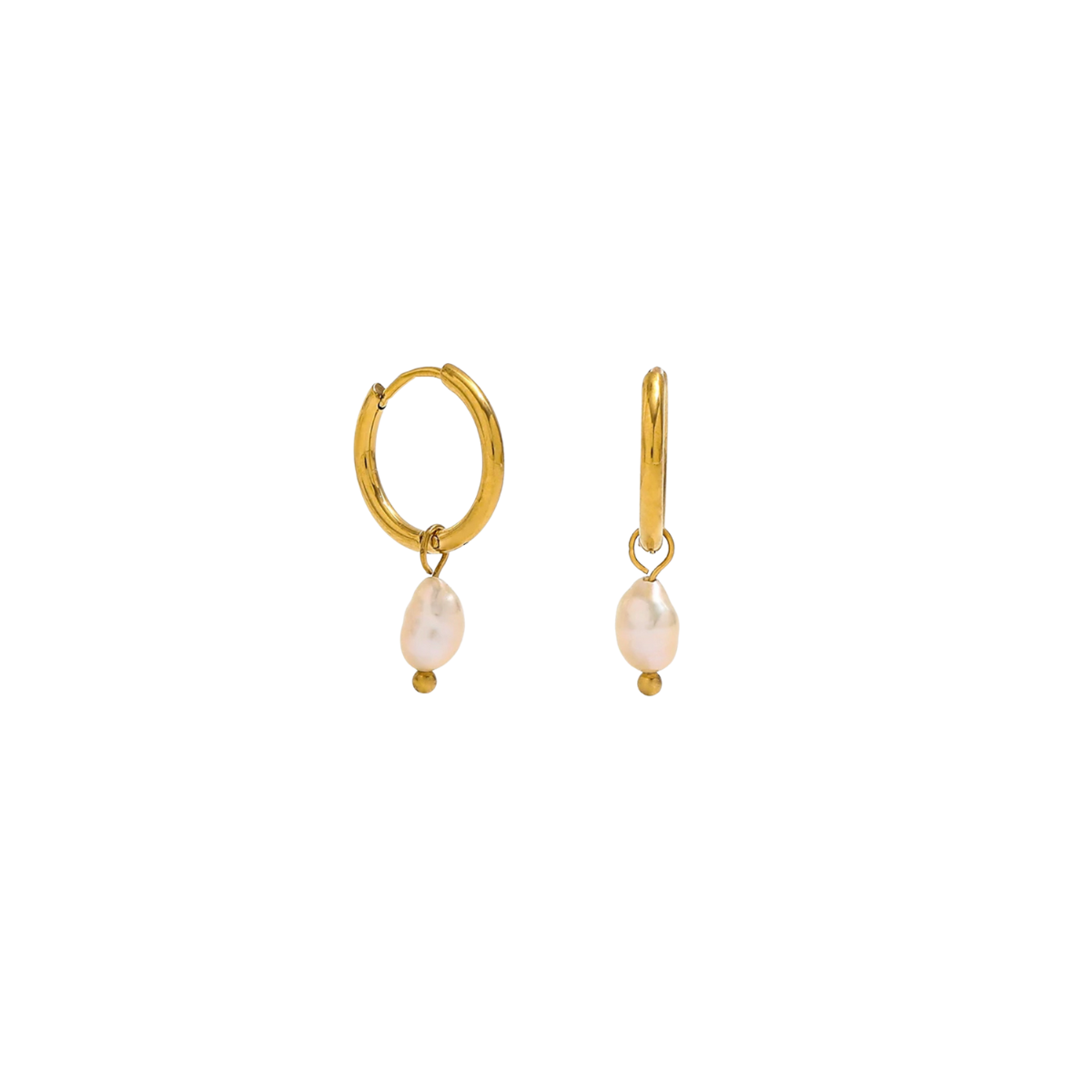 Ariel 18k Gold Plated Fresh Water Pearl Hoop Earrings