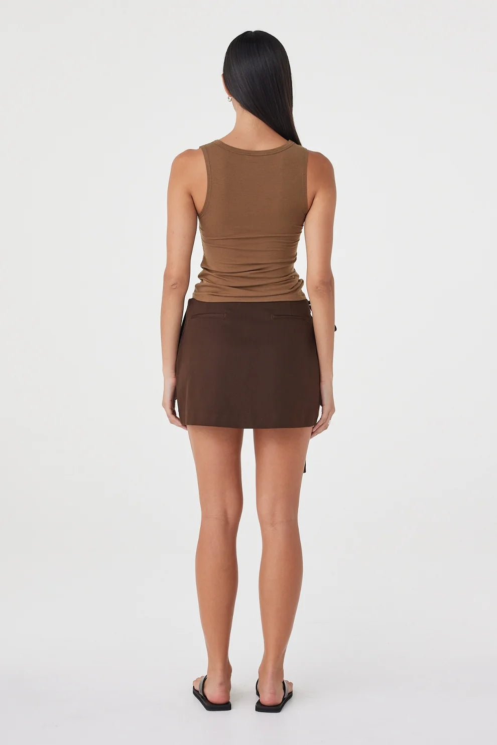 Lucia Tie Mini Skirt - Espresso