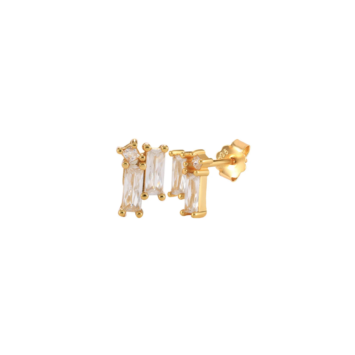 Cluster Clear 18k Gold Plated Crystal Earrings