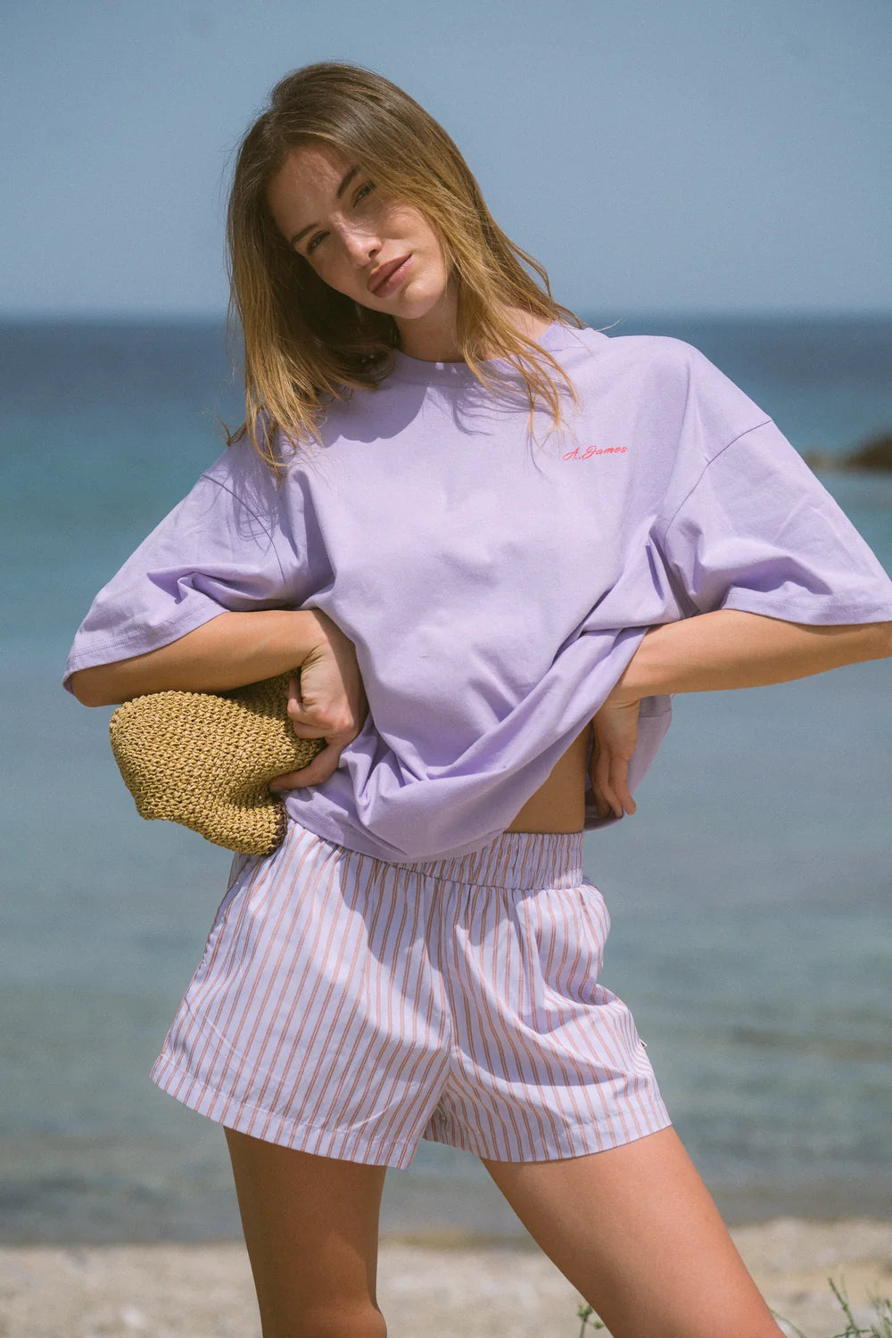 AJJA Stripe Short - Lavender