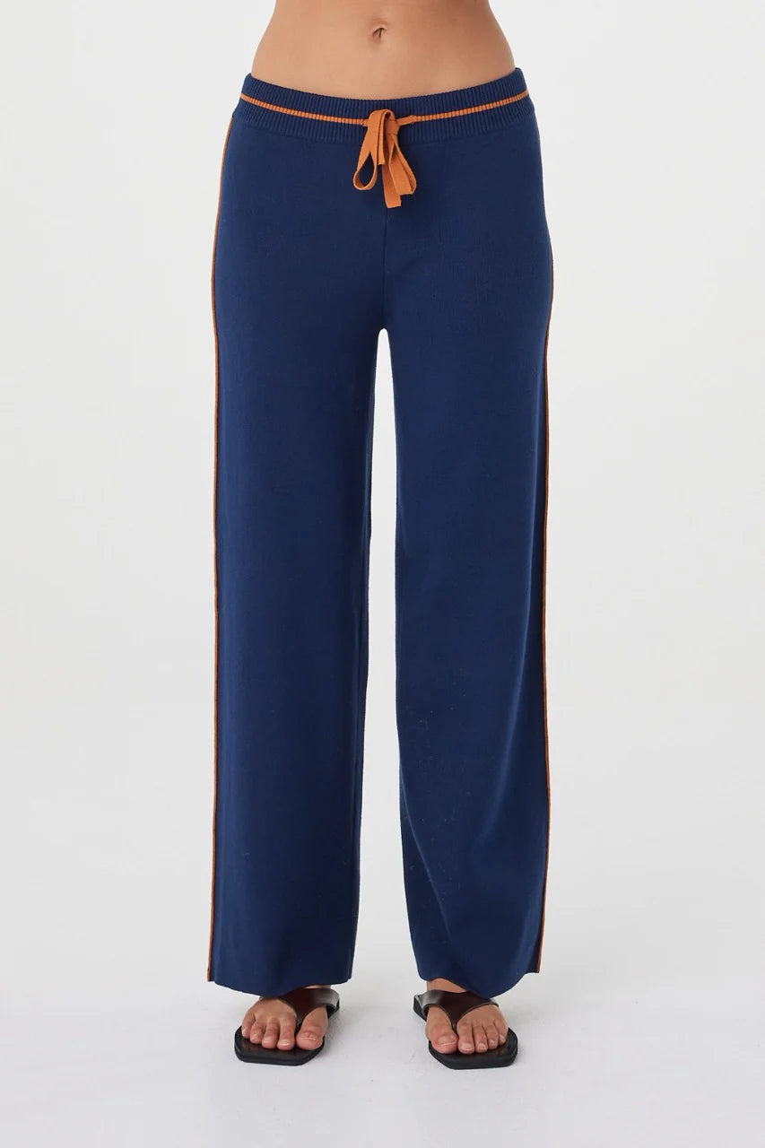 Milan Track Pant - Navy & Turmeric