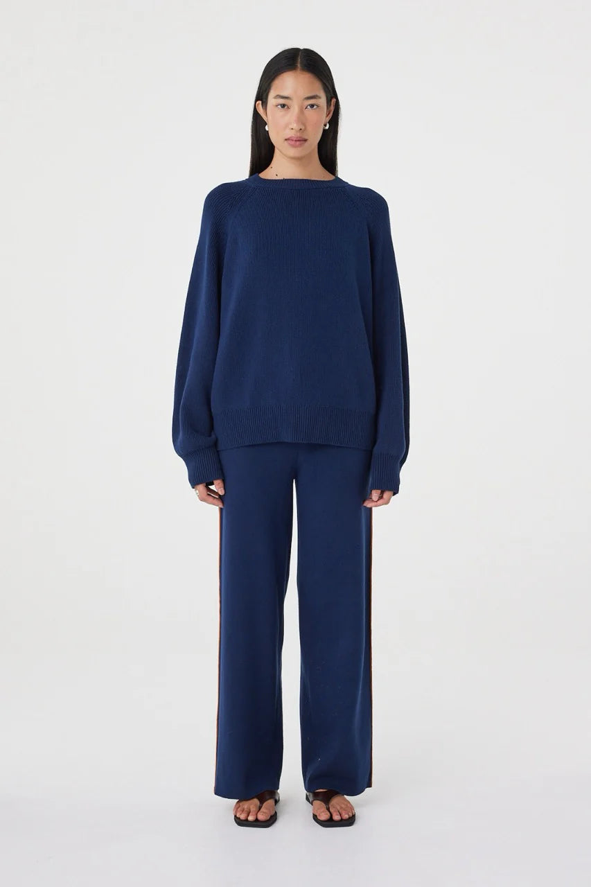 Milan Track Pant - Navy & Turmeric