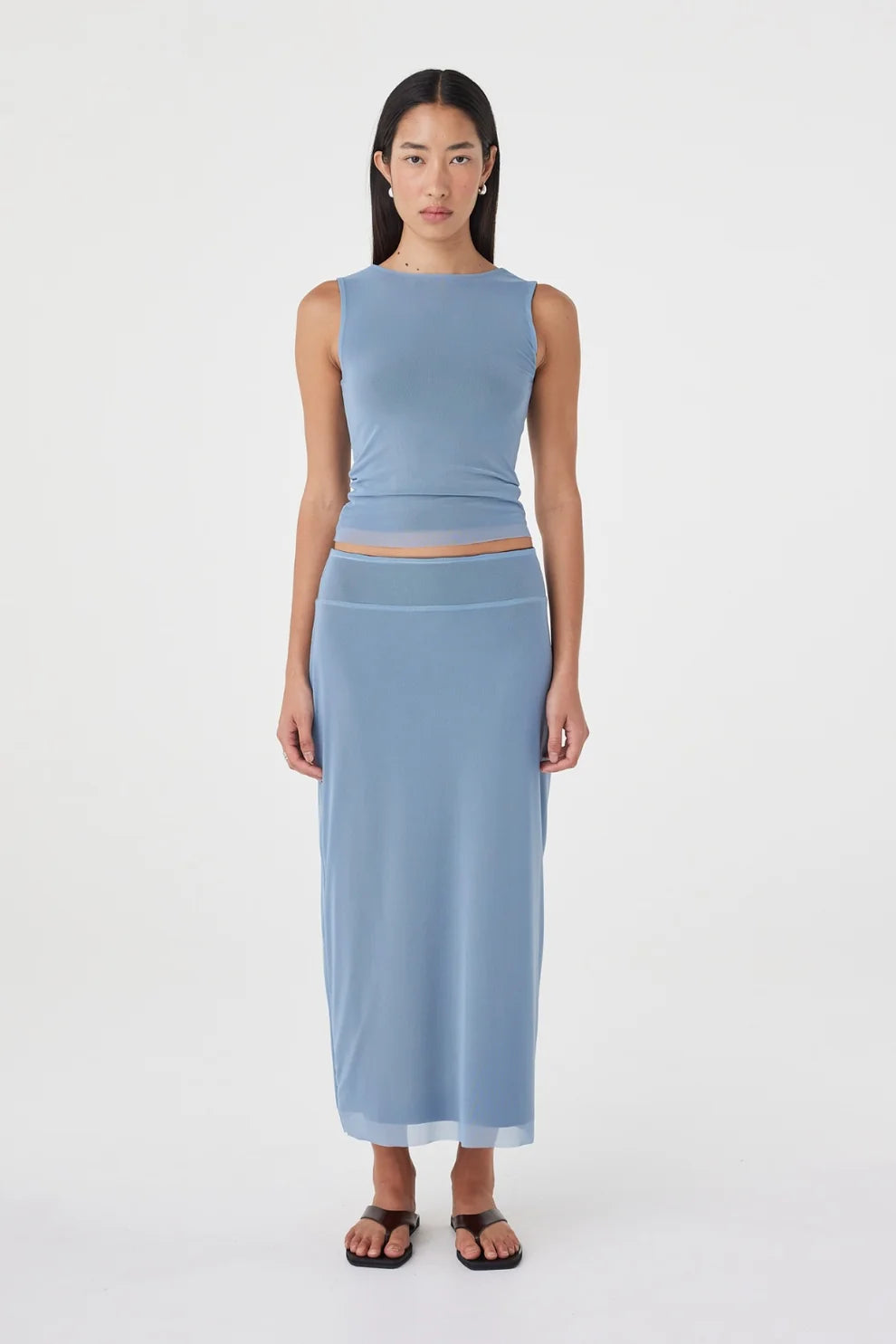 Eden Reversible Skirt - Pale Blue & Espresso