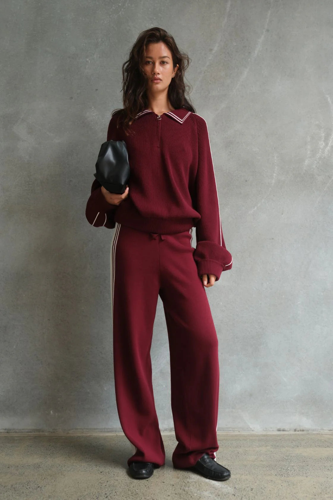 Emery Pant - Merlot & Cream