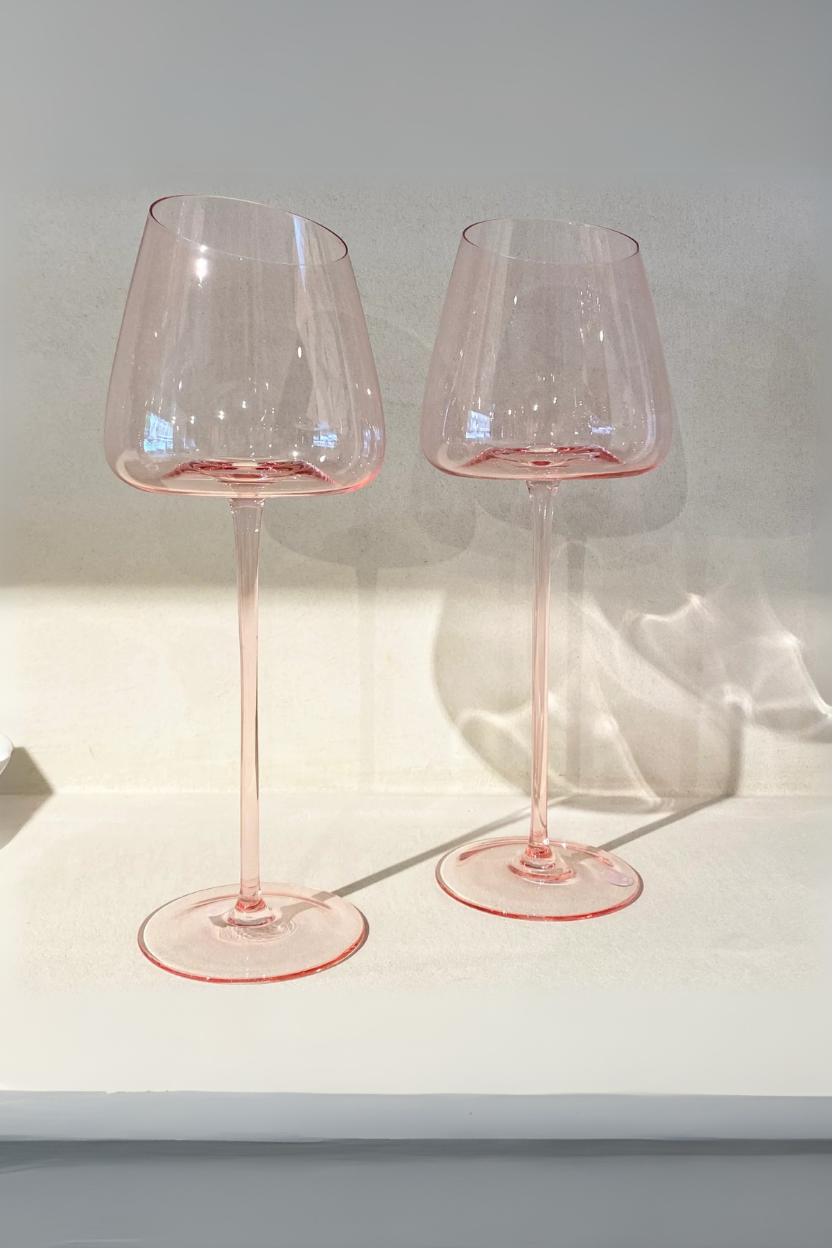 Hand Blown Wine Glasses - Rose
