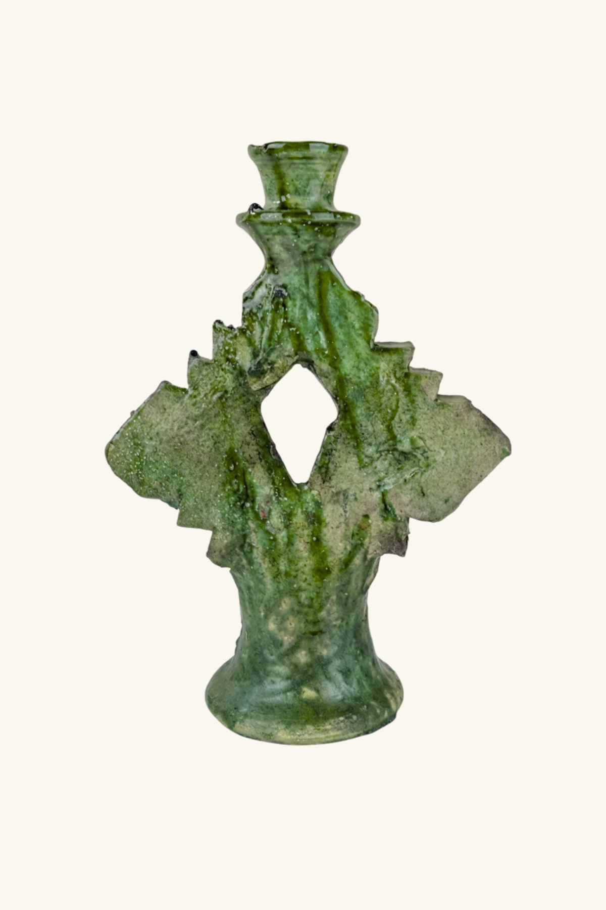 Tamegroute Diamond Candle Holder Style 2 - Green Glaze