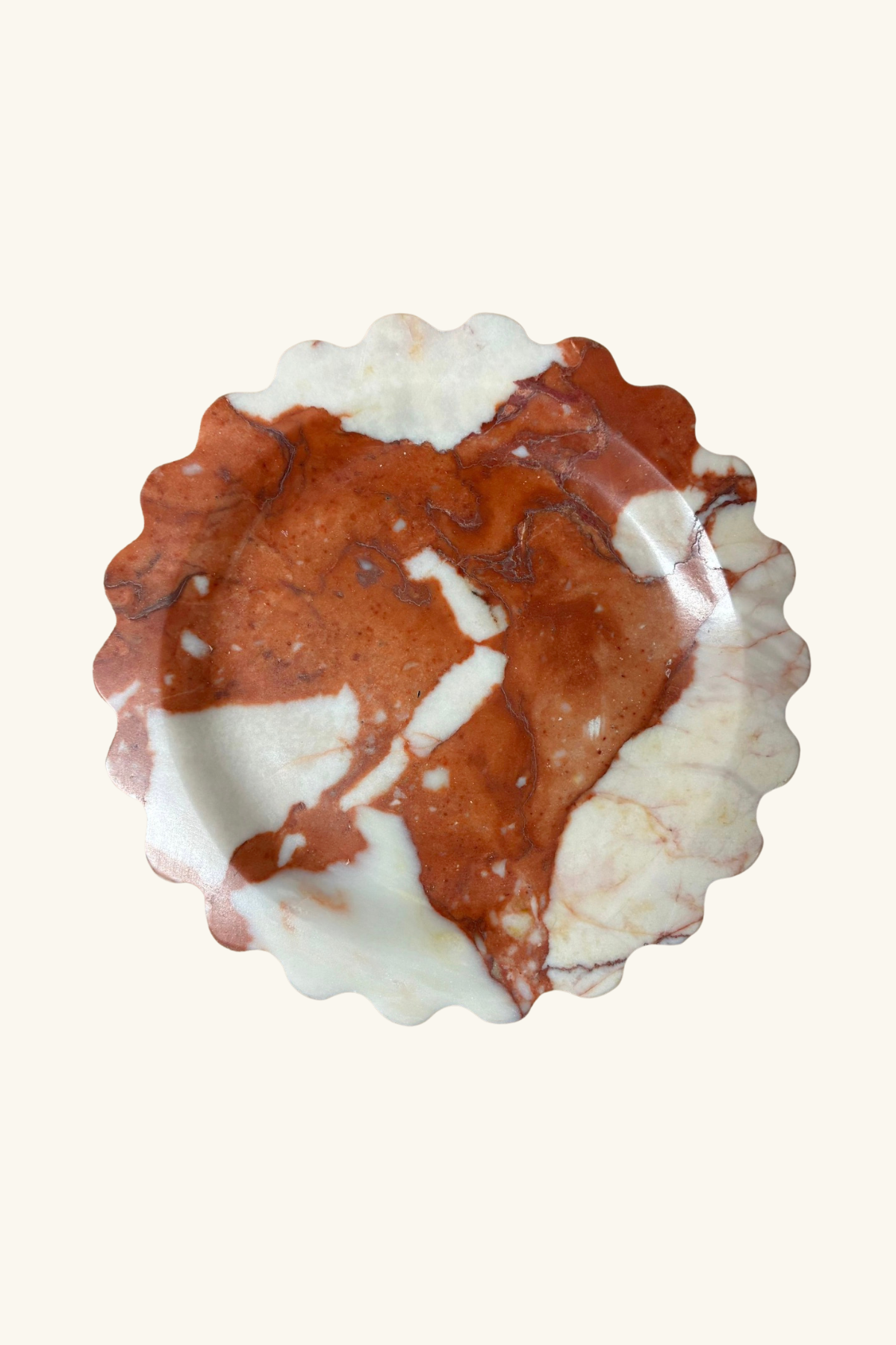 Scallop Marble Display Plate, Large - Calacatta Red