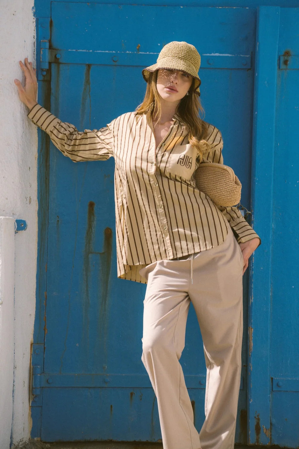 AJJA Stripe Shirt -Sand