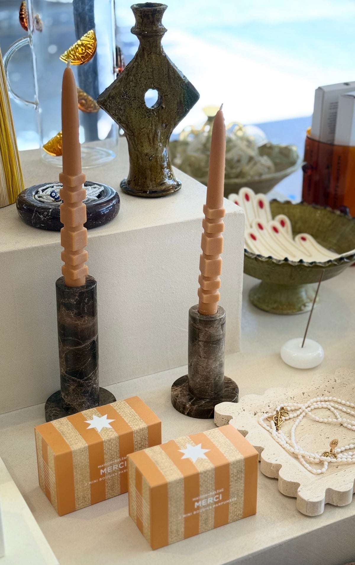 Marble Candle Holder Small - Spanish Marble