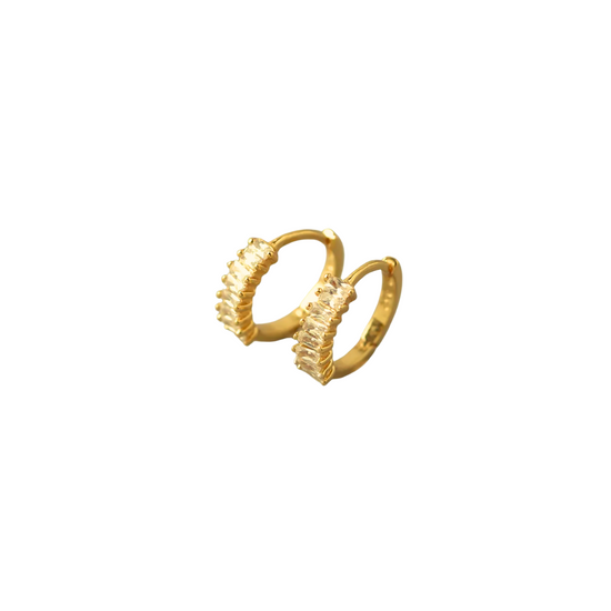 Ivy - 18k Gold Plated Crystal Huggie Earrings