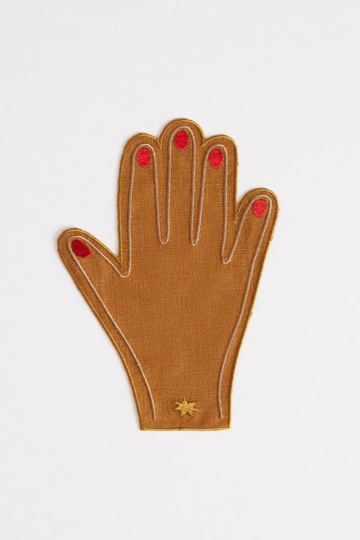 Hand Cocktail Napkins Set Caramel & Red