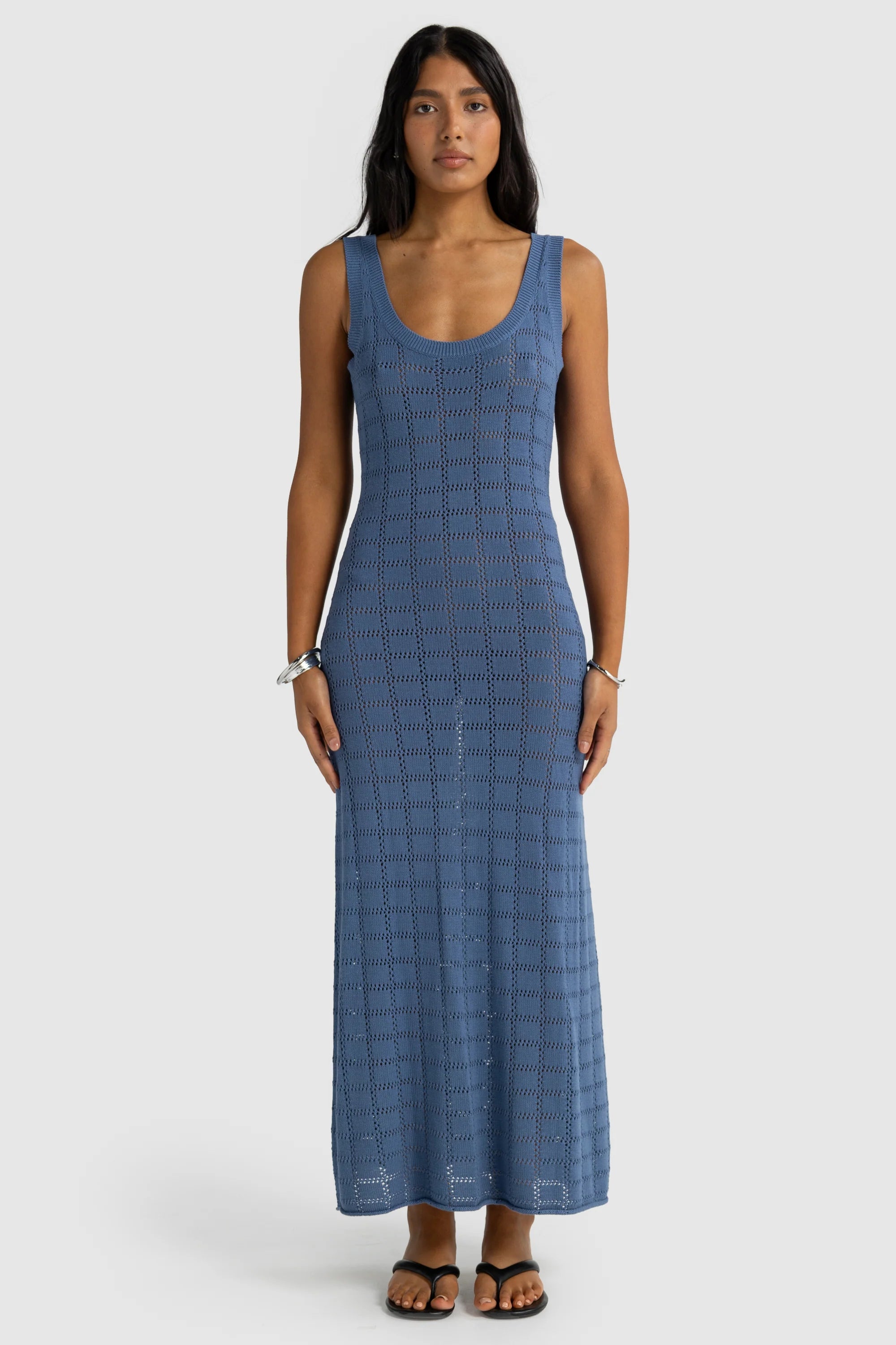 Melia Geo Knit Dress Harbour Blue