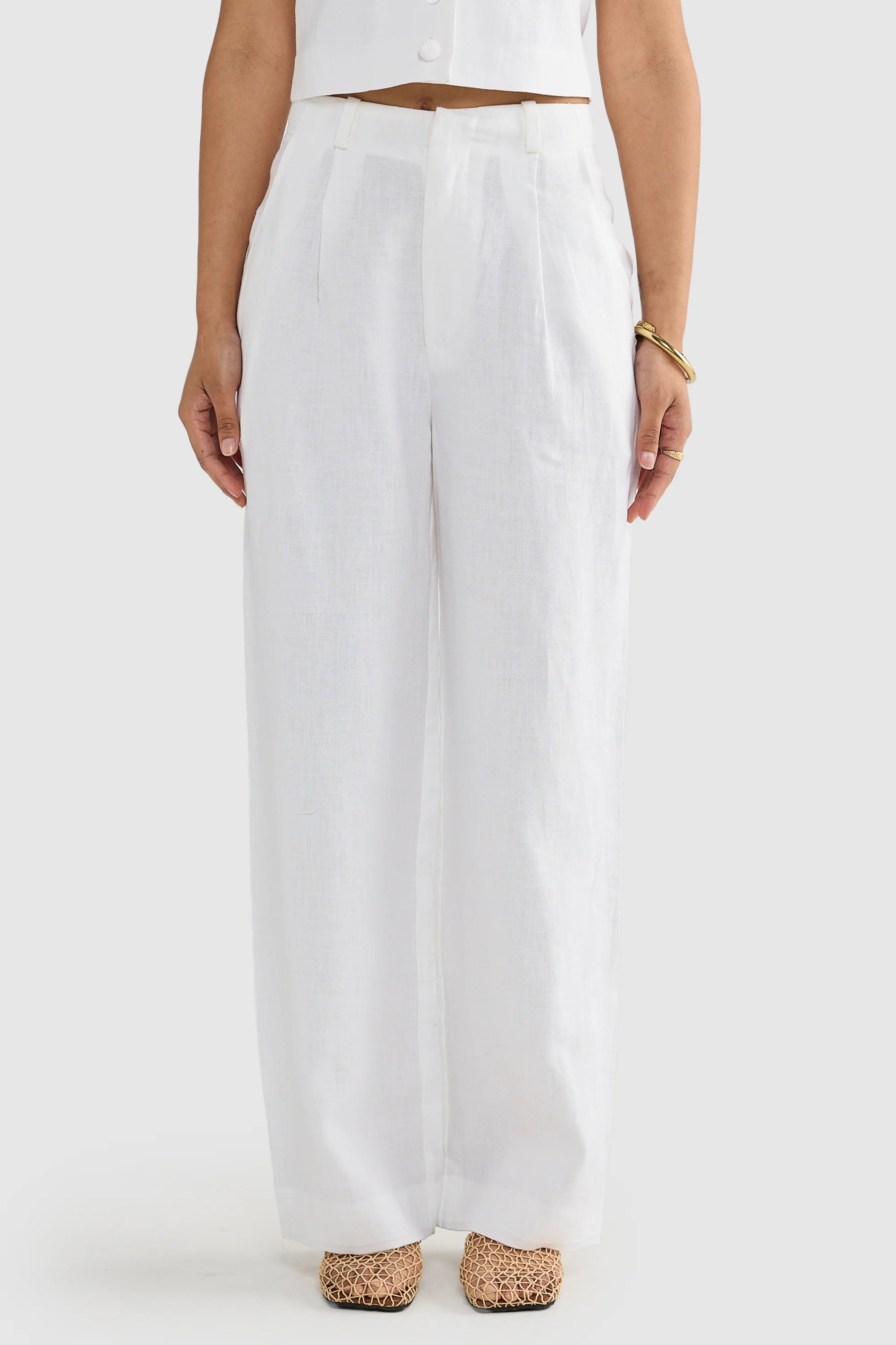 Savannah Linen Pants White
