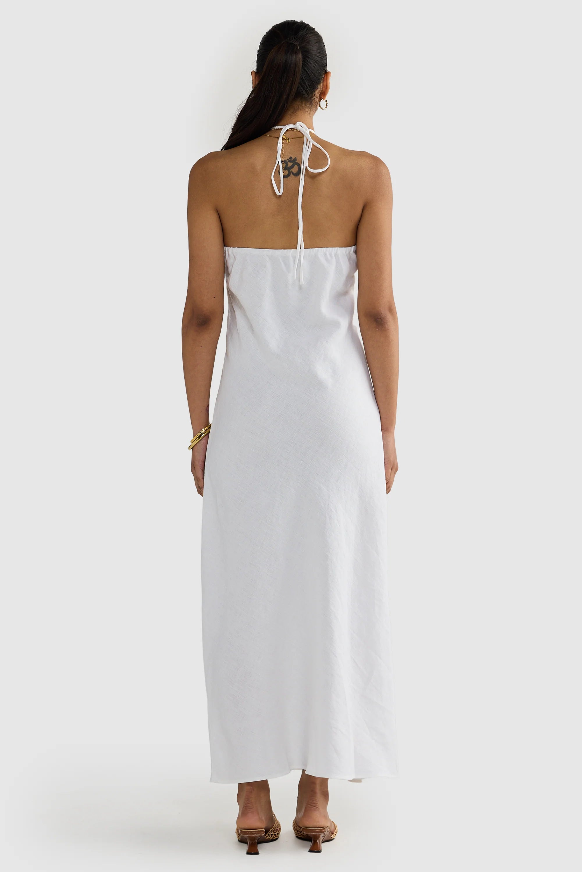 Zia Linen Bias Cut Dress White