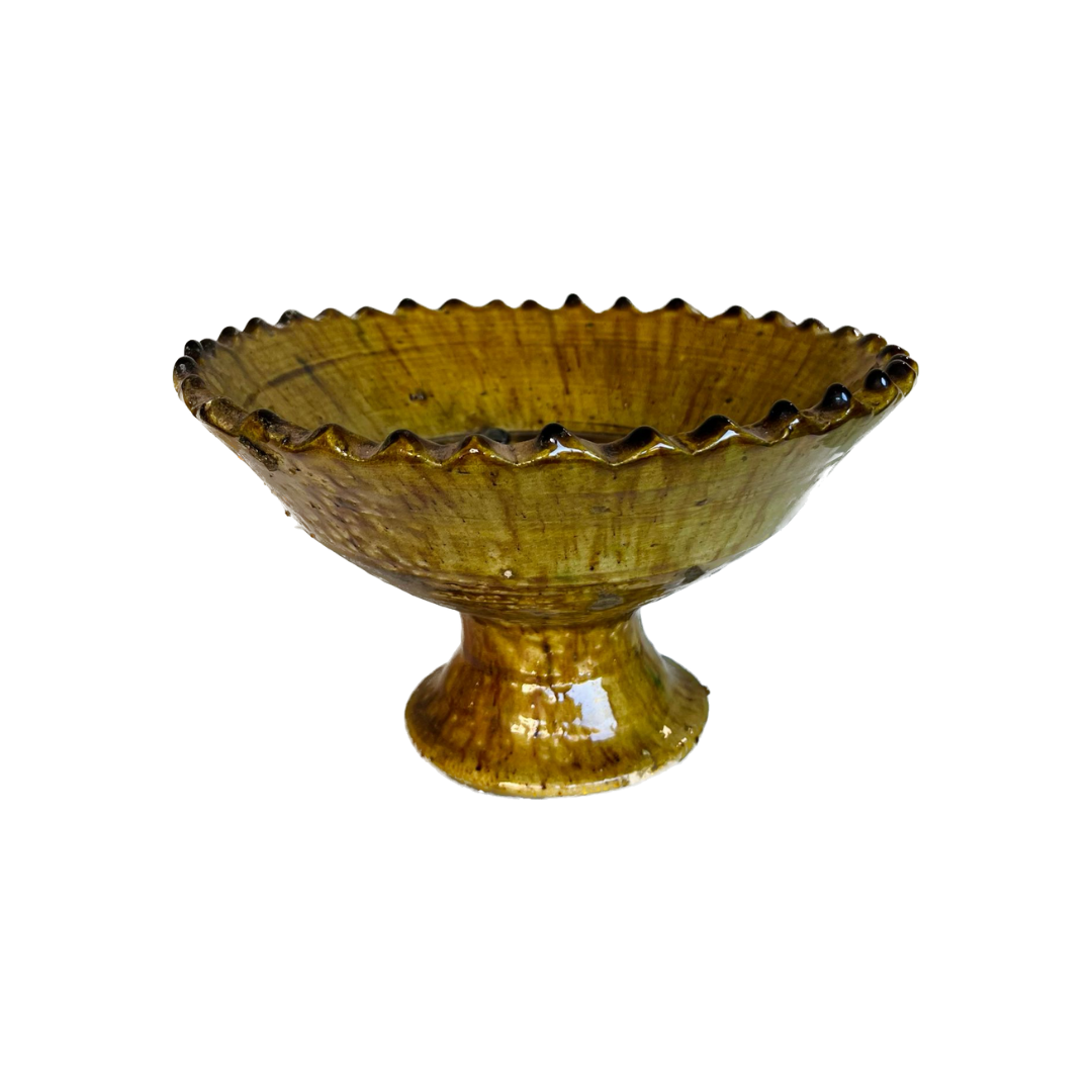 Tamegroute Footed Fruit Bowl - Mustard Glaze
