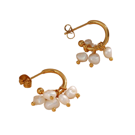 Milla - 18K Plated + Freshwater Pearl Earrings