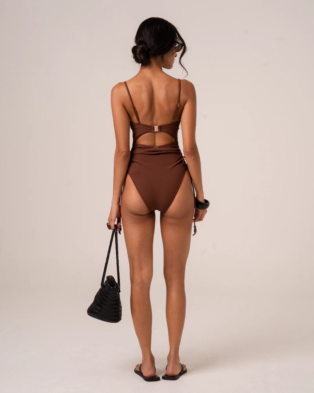 Thin Strap Underwire One Piece Choc