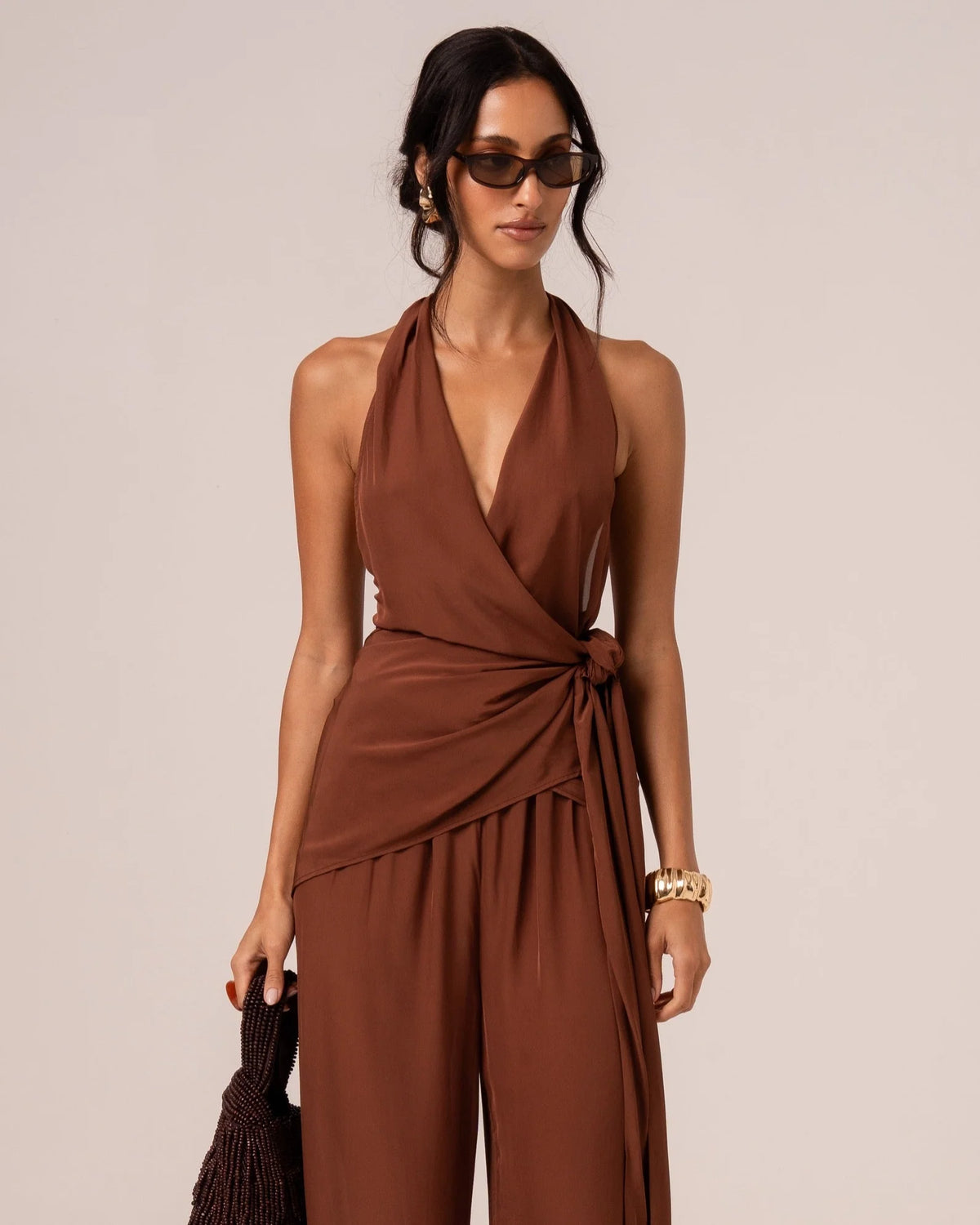 Isola Wrap Halter Top Choc