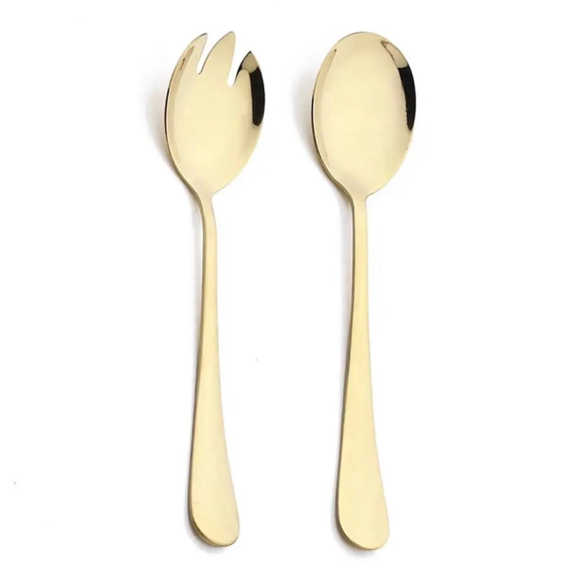 Two Piece Reflective Salad Servers Gold