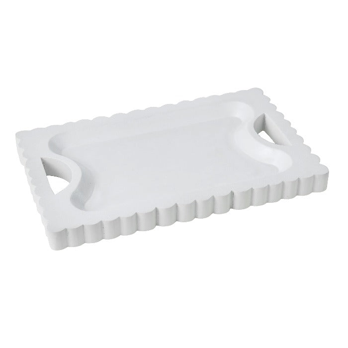 Scallop Edge Frame Serving Tray - White Wood
